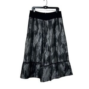 NY 77 Design Wide Leg Sheer Pants Size 12 Black Gray Art to Wear Fun Funky Artsy